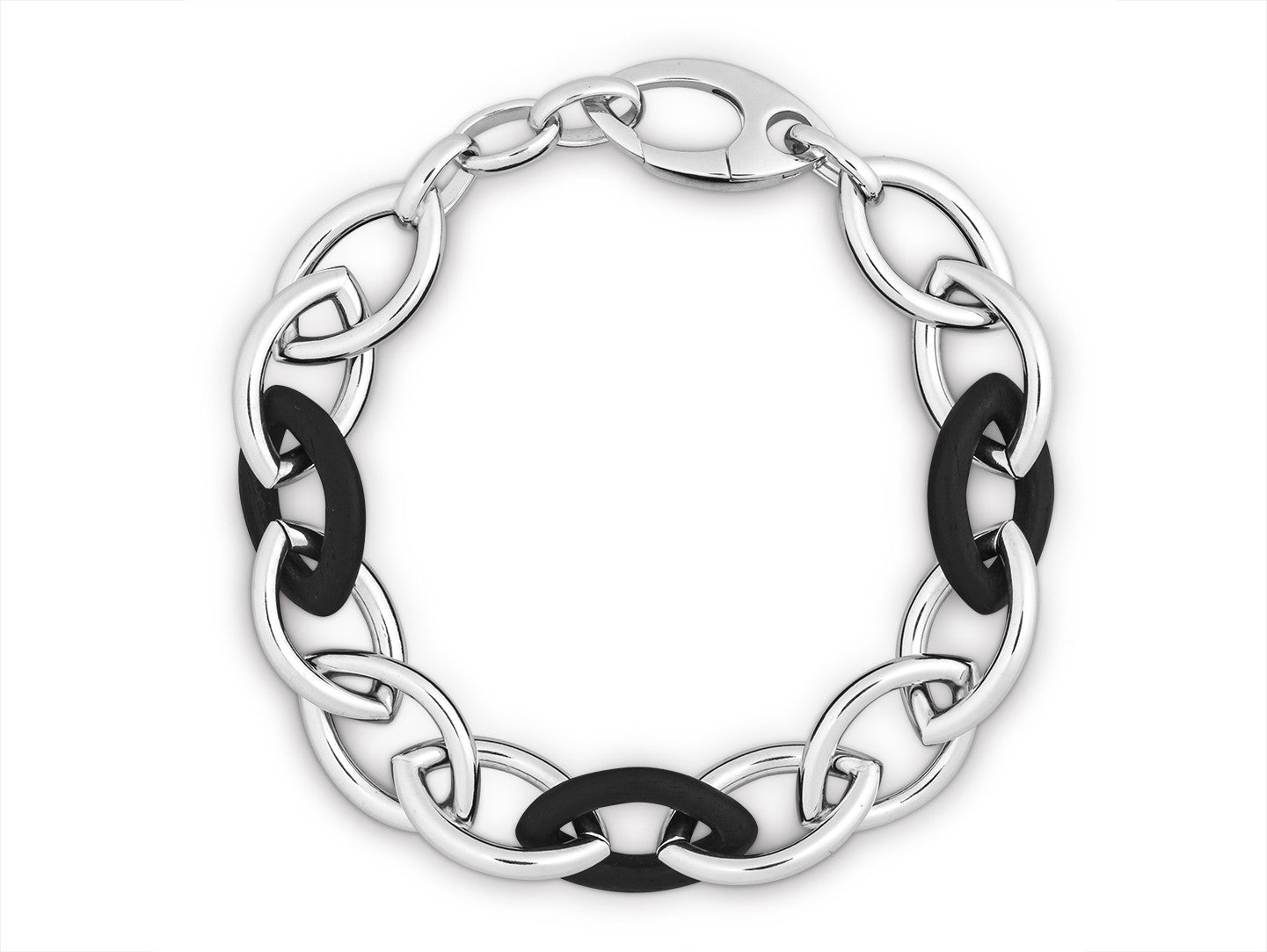 Silberarmband mit Elementen aus Ebenholz