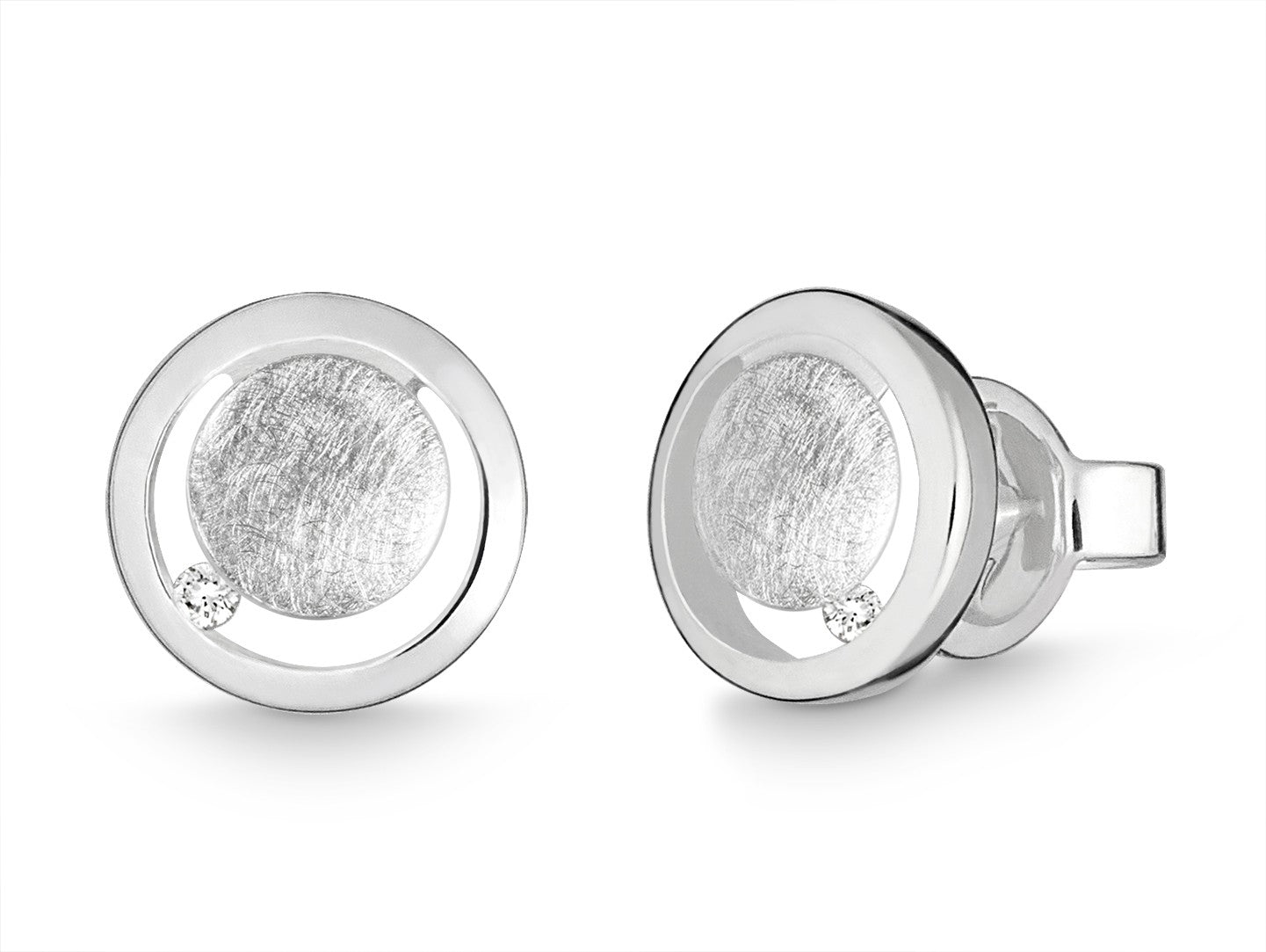 Ohrstecker in silber mit Brillanten 0,03 ct | Little Orbit