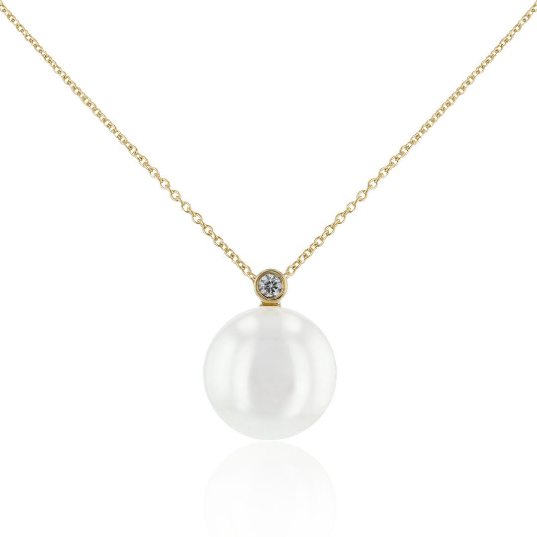 Goldkette mit Anhänger | Süßwasser-Zuchtperle Bouton