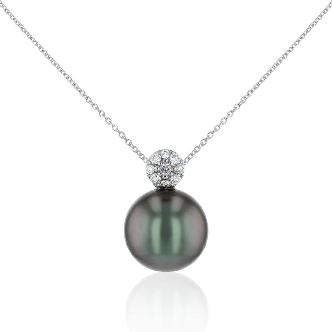 Goldkette mit Anhänger | Tahiti-Zuchtperle grau
