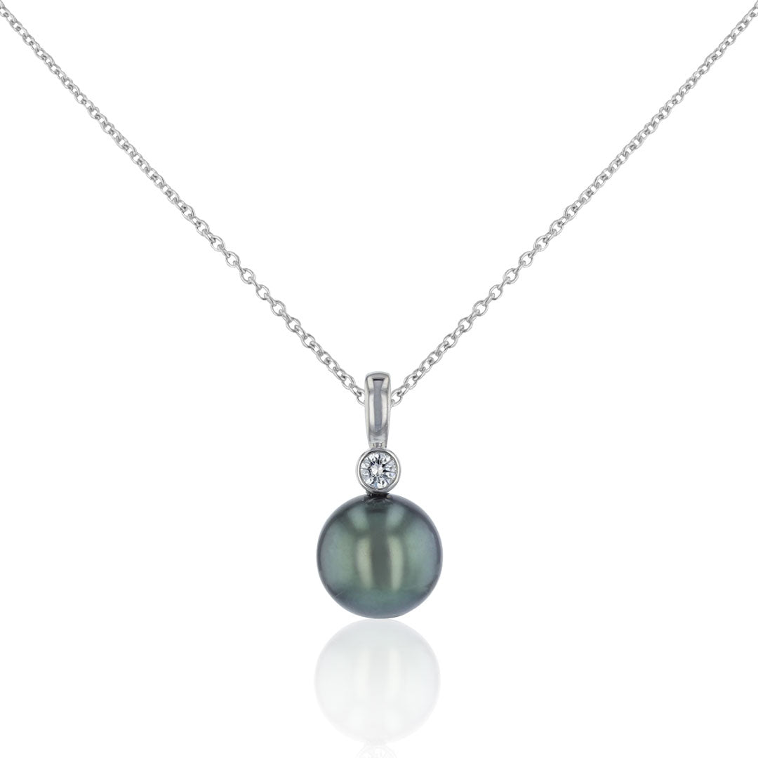 Goldkette mit Anhänger | Tahiti-Zuchtperle und Brillant