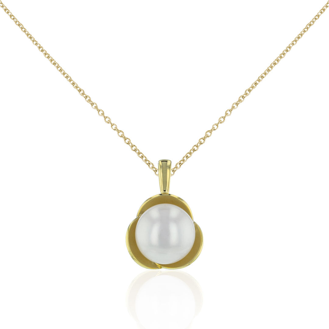 Goldkette mit Anhänger | Süßwasser-Zuchtperle Bouton