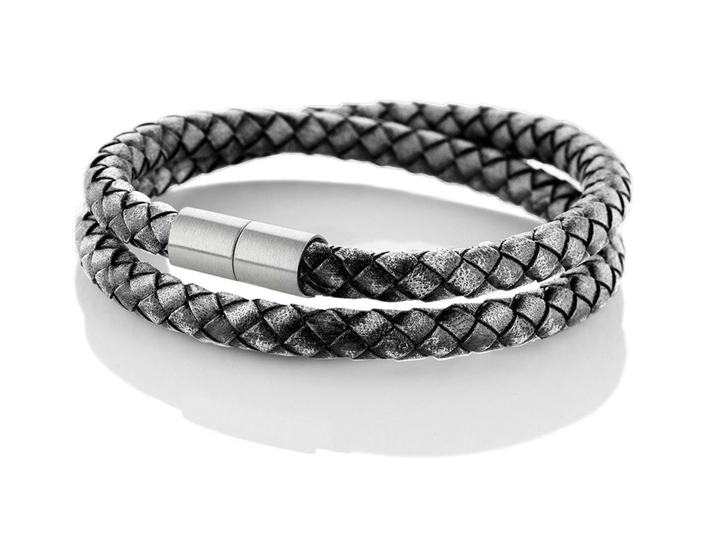 Doppelarmband aus Leder in Vintage Schwarz | SYLT