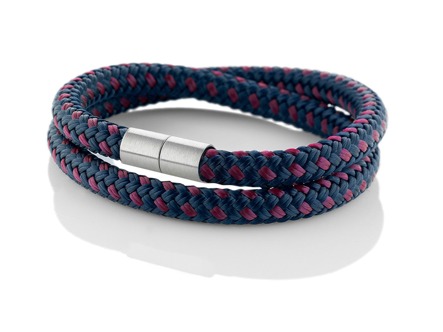 Doppelarmband aus Segeltau in navyblau/bordeaux