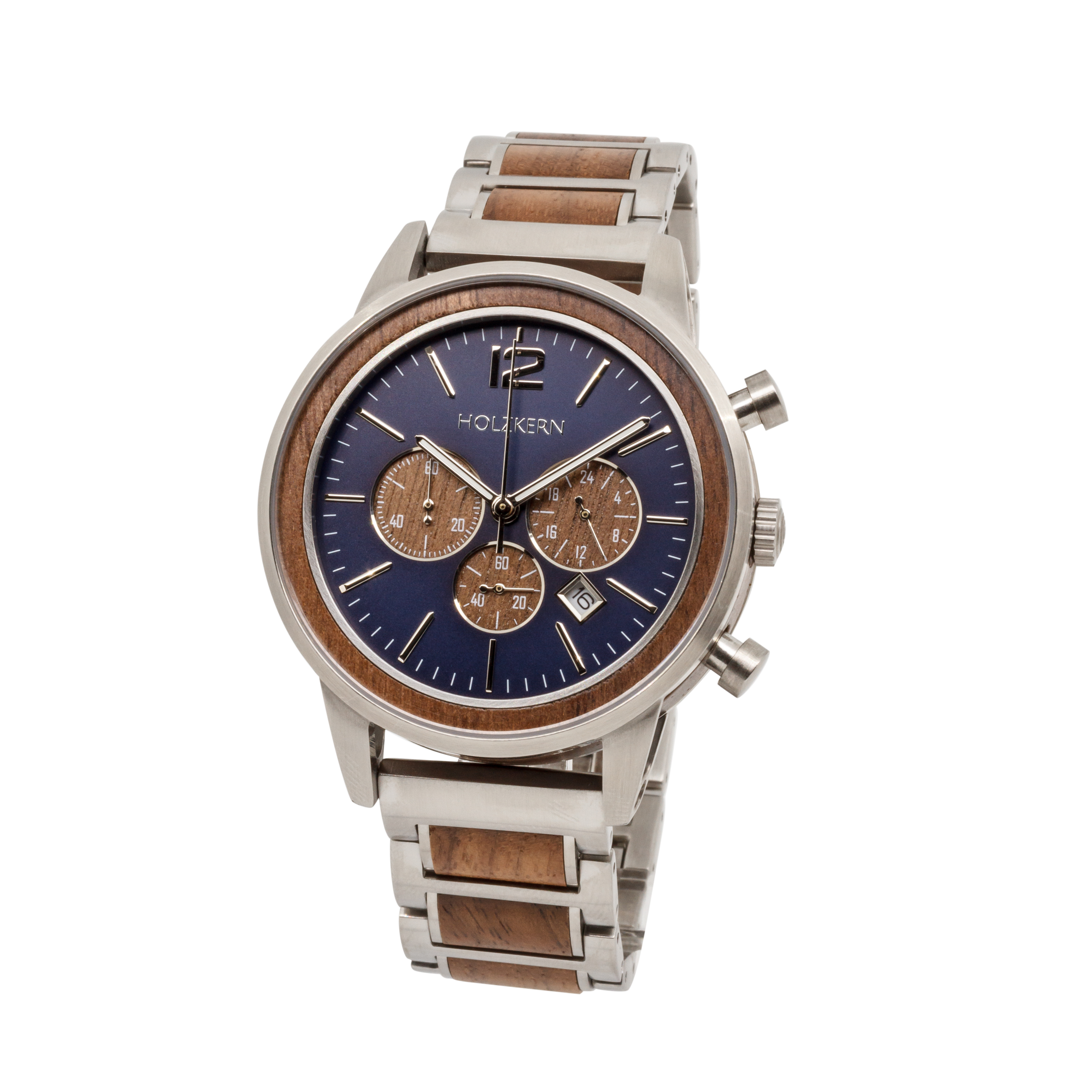Herrenuhr Oscar (Walnuss/Blau)