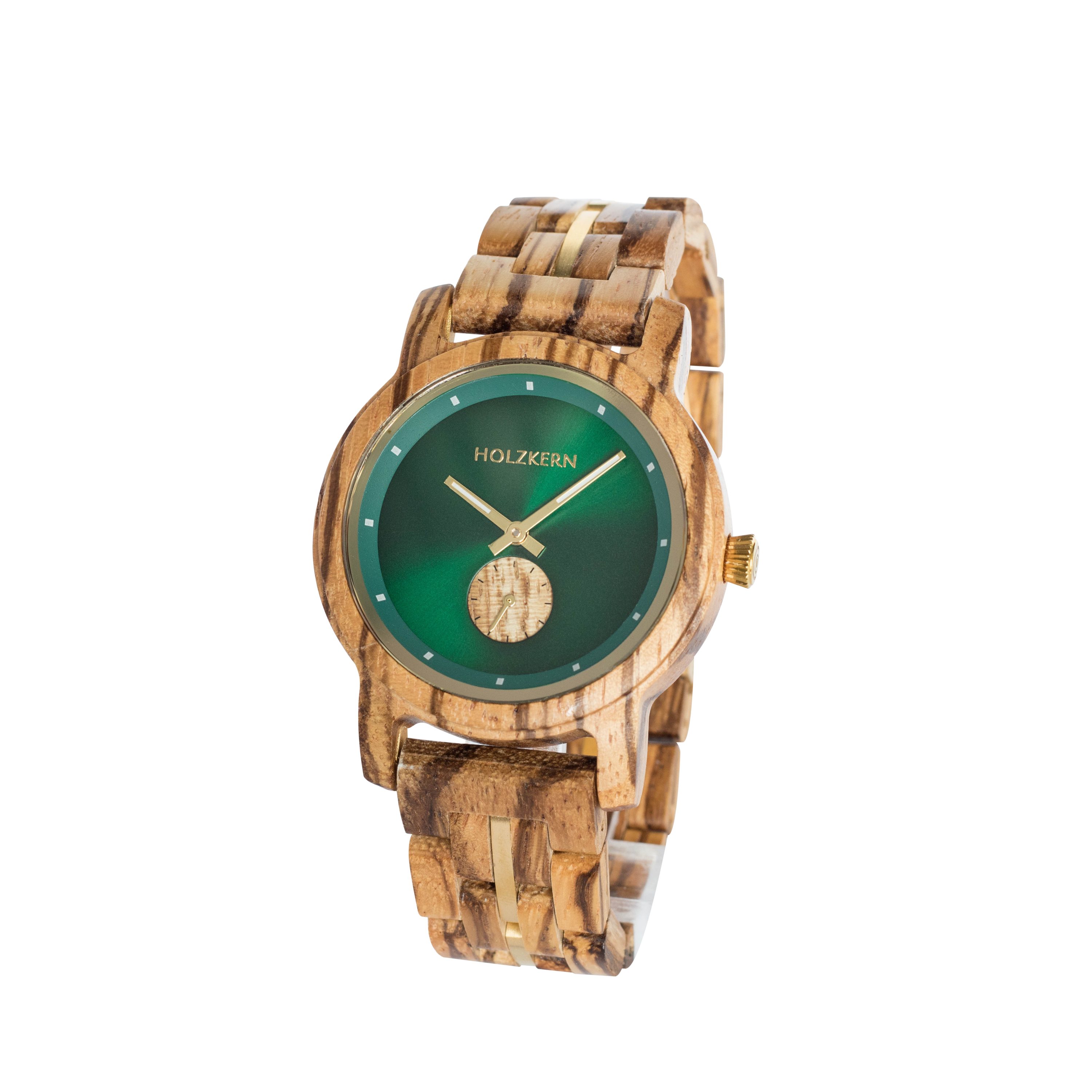 Unisex Uhr Nanjing (Zebrano/Parkgrün)