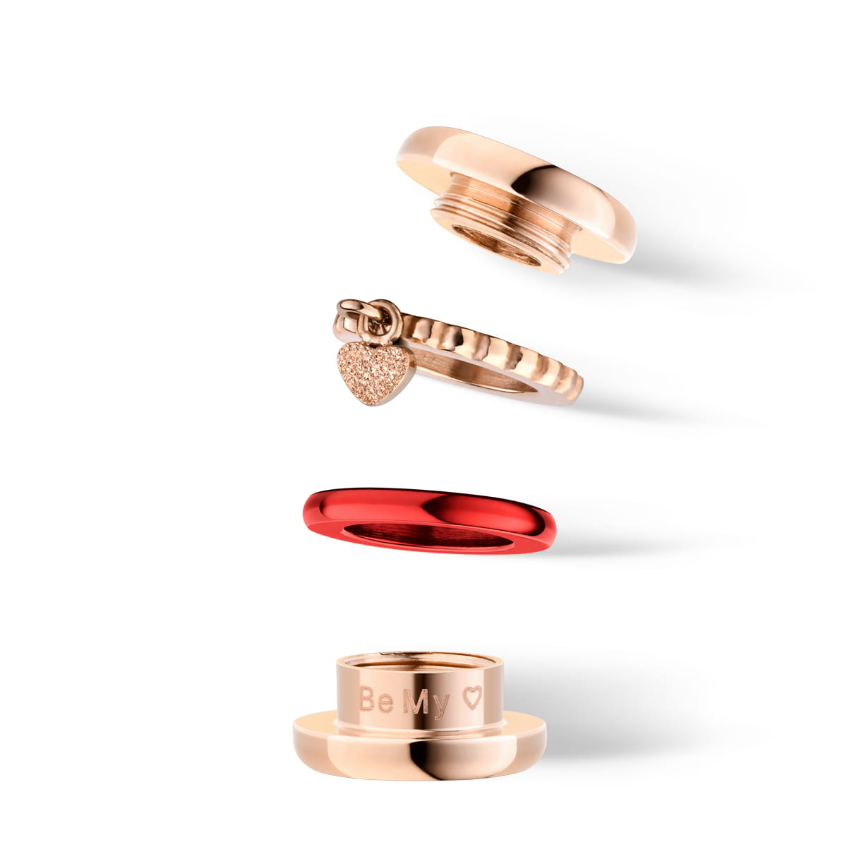 BERING Charm | Rot mit Herzanhänger
