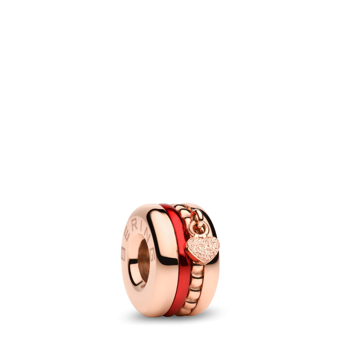 BERING Charm | Rot mit Herzanhänger