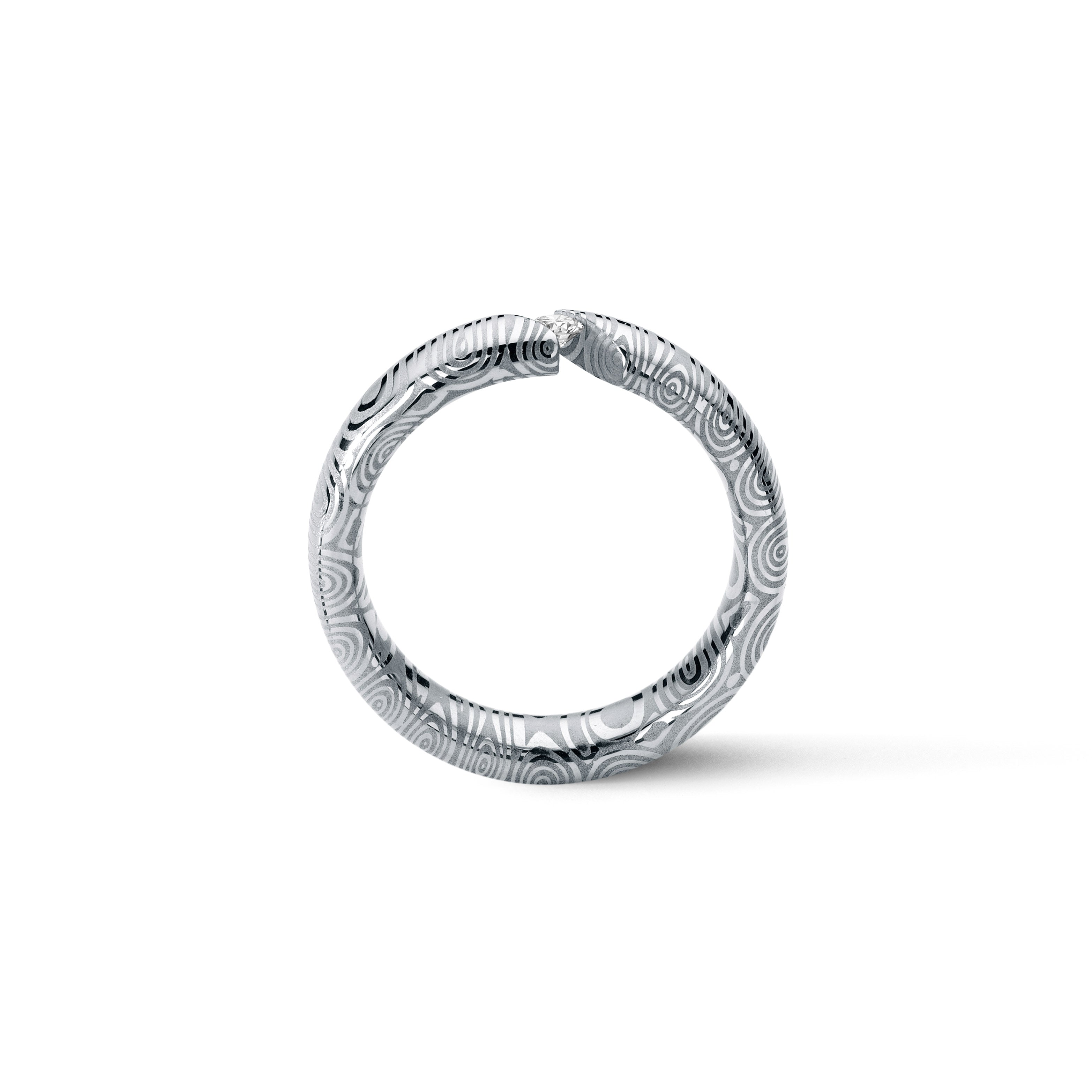 Diamantring aus Damast Edelstahl