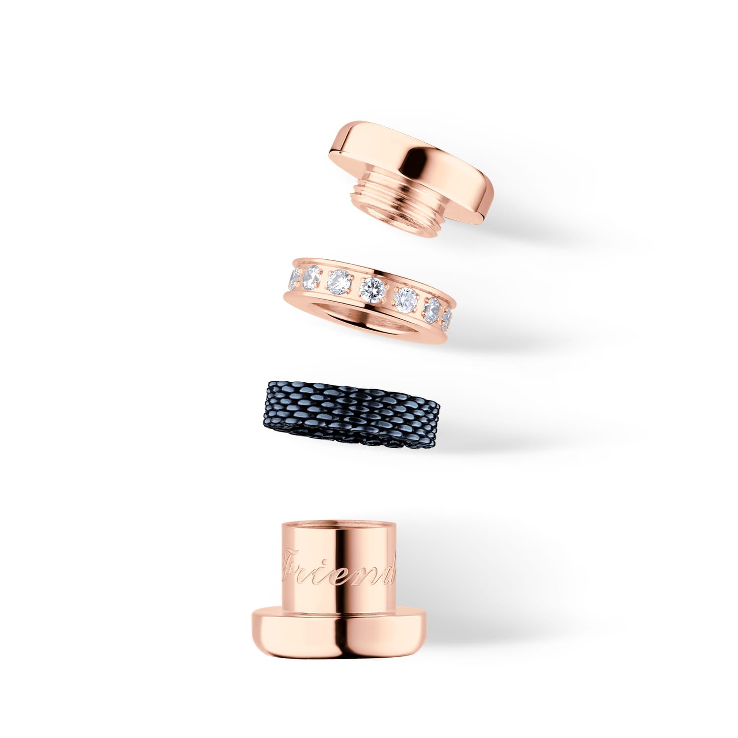 BERING Charm | rosé gold glänzend, blau