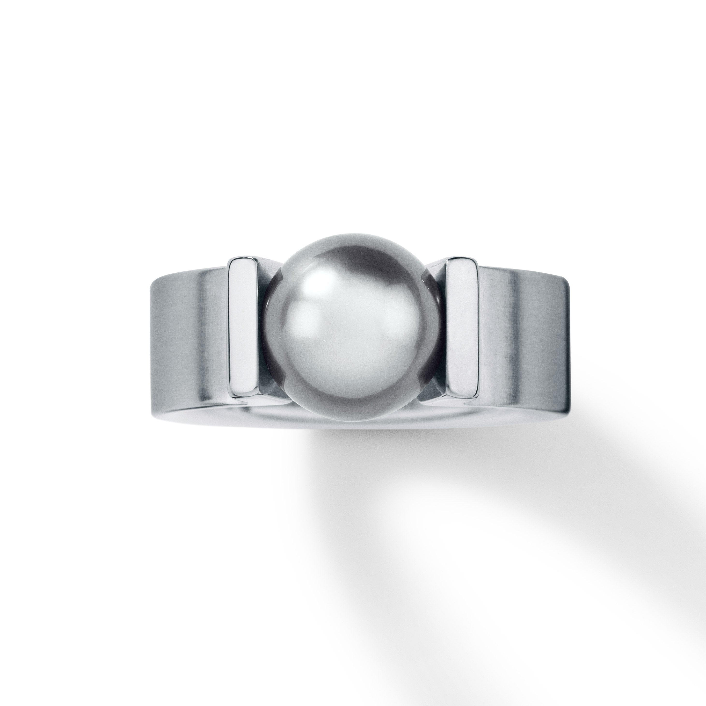 Edelstahlring mit Tahitiperle 9,5 mm