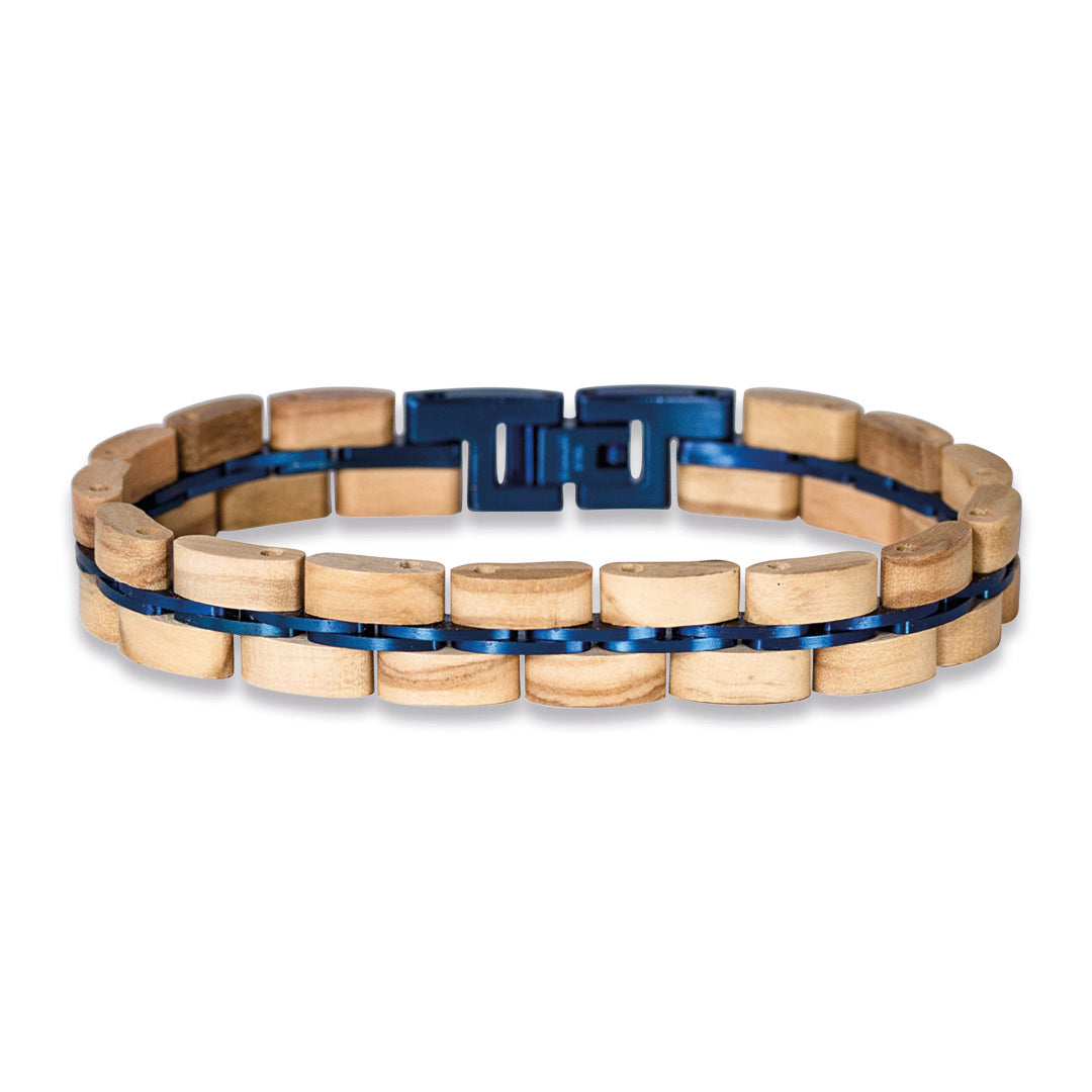 Armband Fantasia (Olivenholz / Blau)