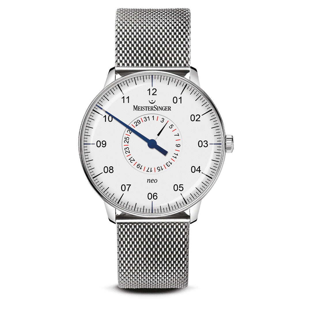 Herrenuhr Neo Plus mit Zeigerdatum Opalin-Silber