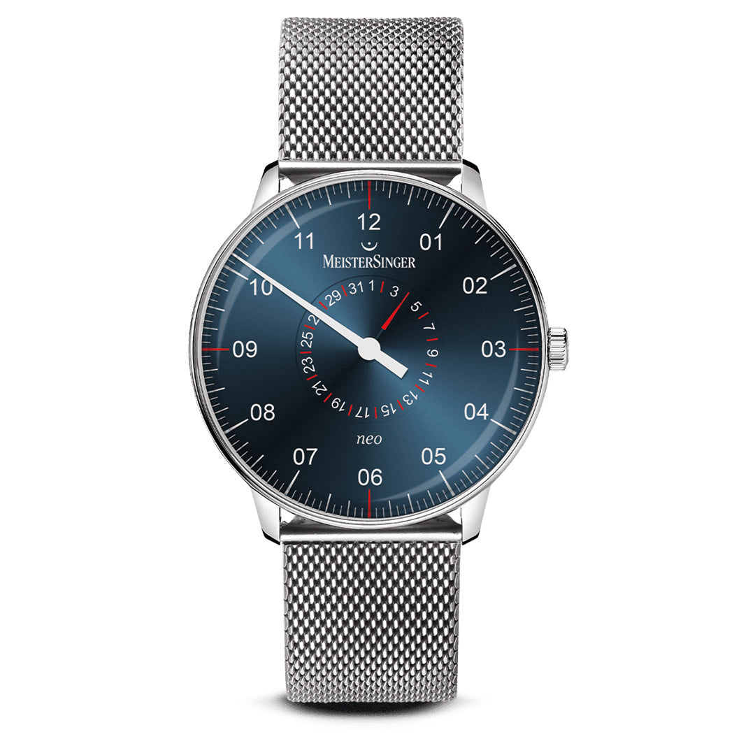 Herrenuhr Neo Plus mit Zeigerdatum Sonnenschliff Stahlblau