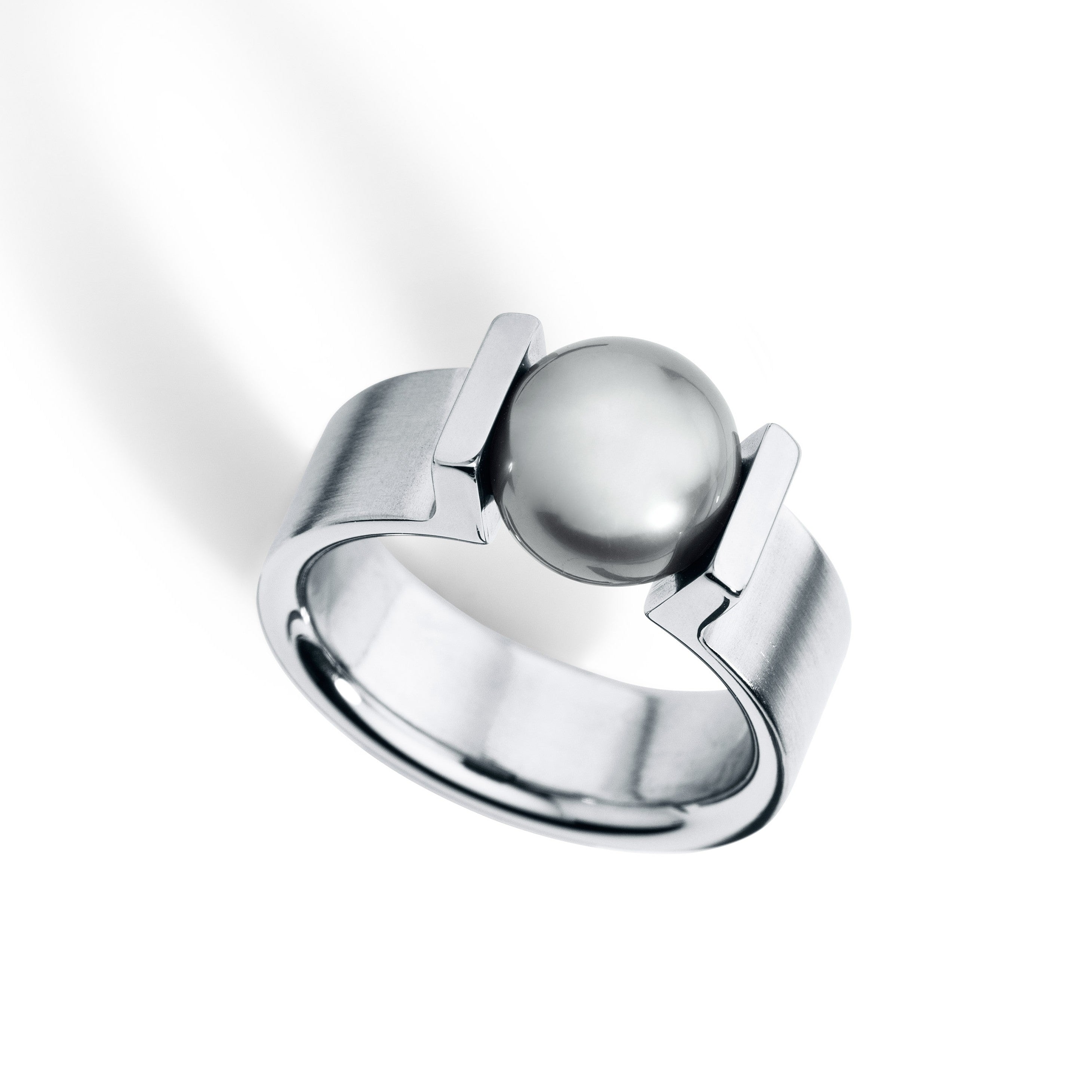 Edelstahlring mit Tahitiperle 9,5 mm