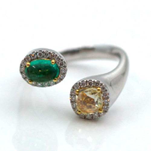 Goldring mit Edelsteinen | Onix und Citrin
