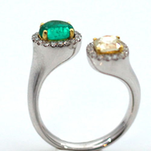 Goldring mit Edelsteinen | Onix und Citrin