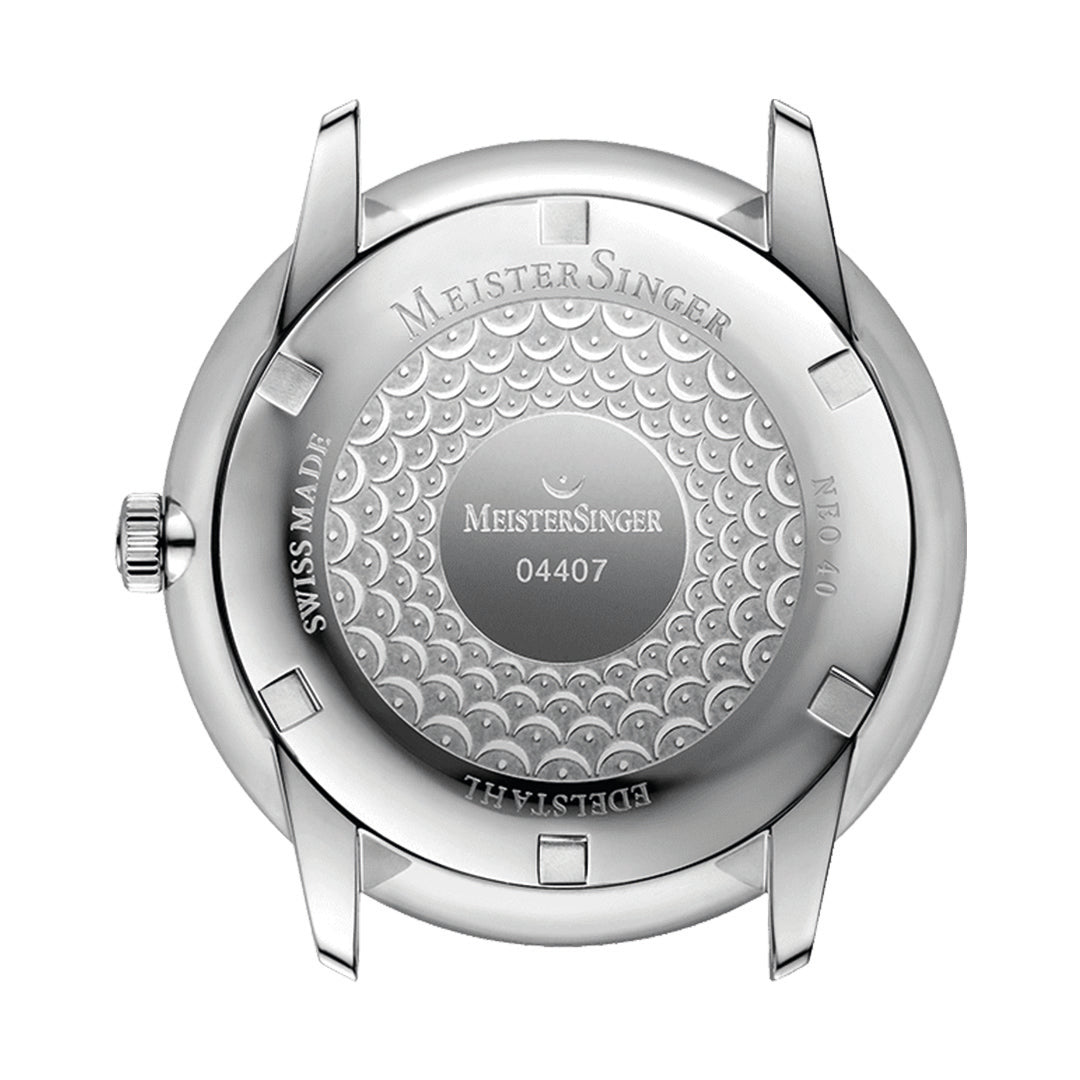 Herrenuhr Neo mit Zeigerdatum Sonnenschliff Stahlblau