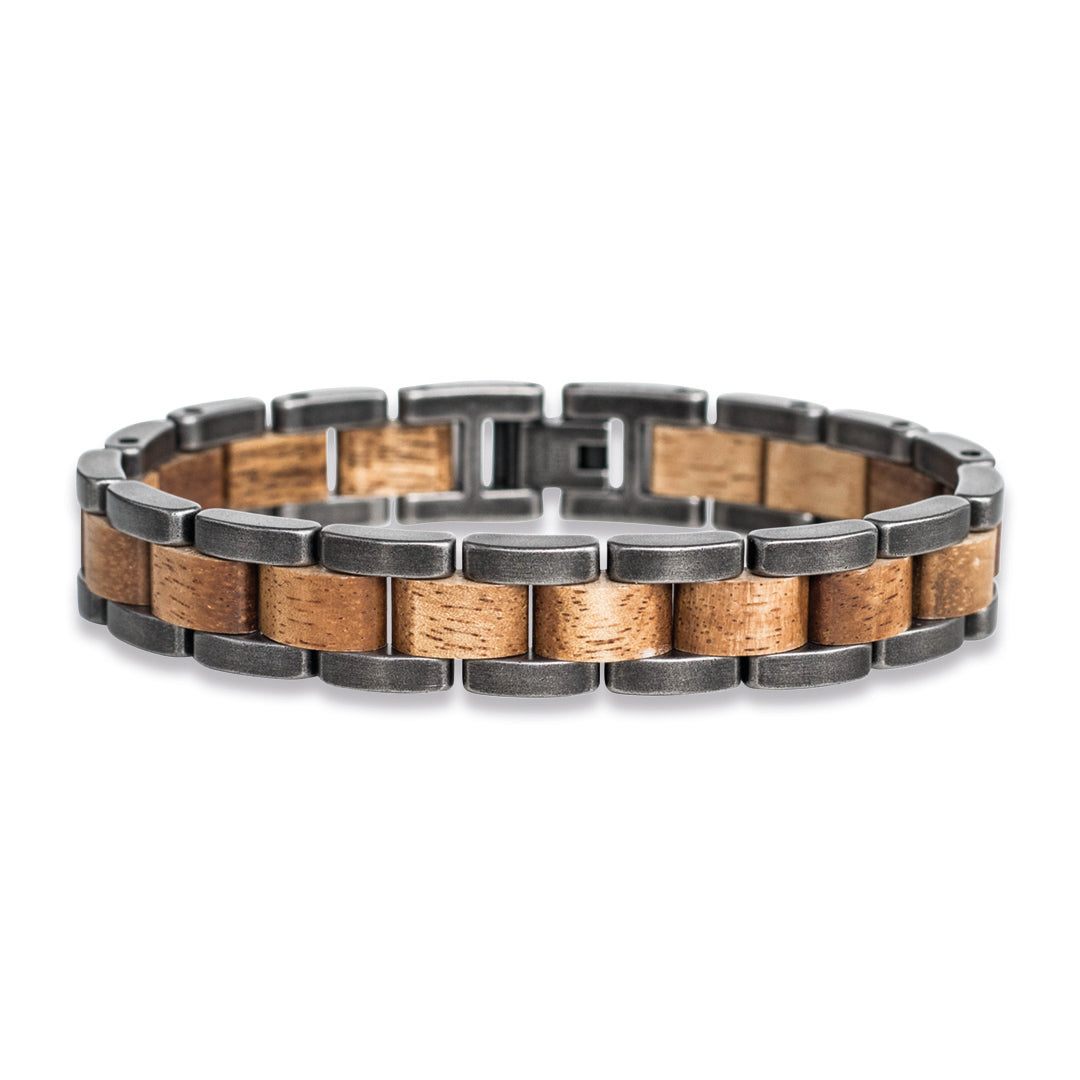 Armband Dreiklang (Marmorholz / Antiksilber)