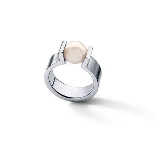 Edelstahlring mit einer Süßwasserperle 11 mm