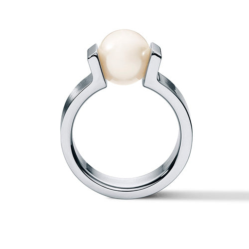 Edelstahlring mit einer Süßwasserperle 11 mm