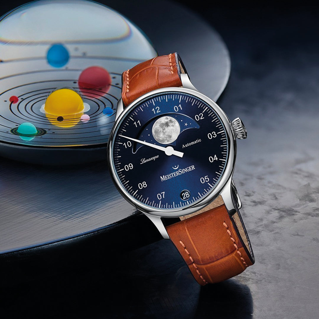 Herrenuhr Lunascope Sonnenschliff Blau