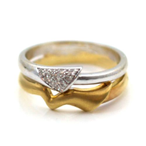 Goldring mit Brillanten in bicolor