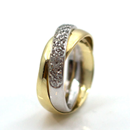 Goldring in bicolor mit Diamanten