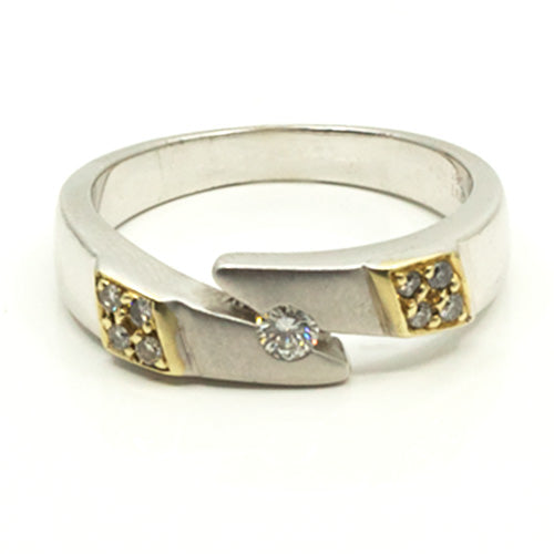 Goldring in bicolor mit Brillanten