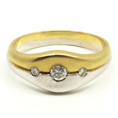 Goldring in bicolor und Brillanten