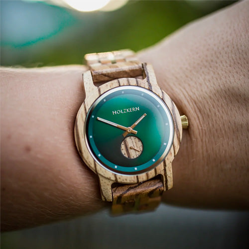 Unisex Uhr Nanjing (Zebrano/Parkgrün)