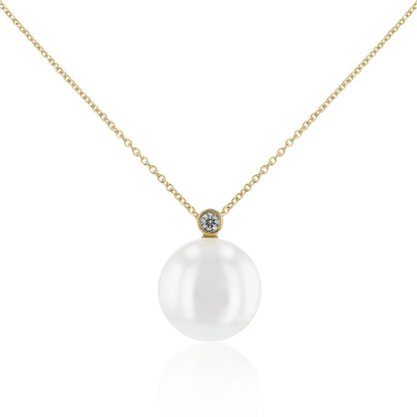 Goldkette mit Anhänger | Süßwasser-Zuchtperle Bouton