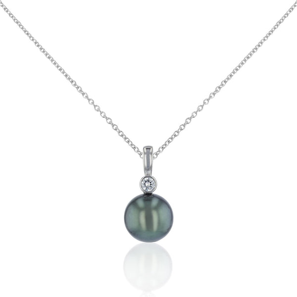 Goldkette mit Anhänger | Tahiti-Zuchtperle und Brillant