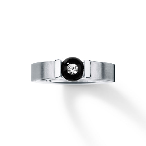 Edelstahlring mit Brillant in Glas