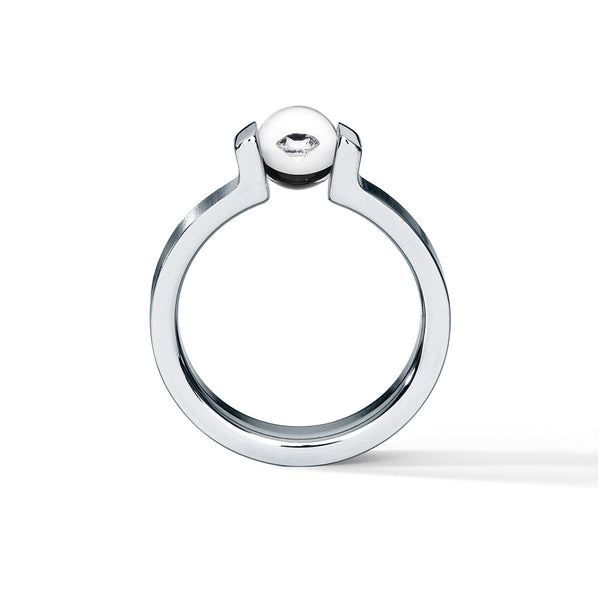 Edelstahlring mit Brillant in Glas
