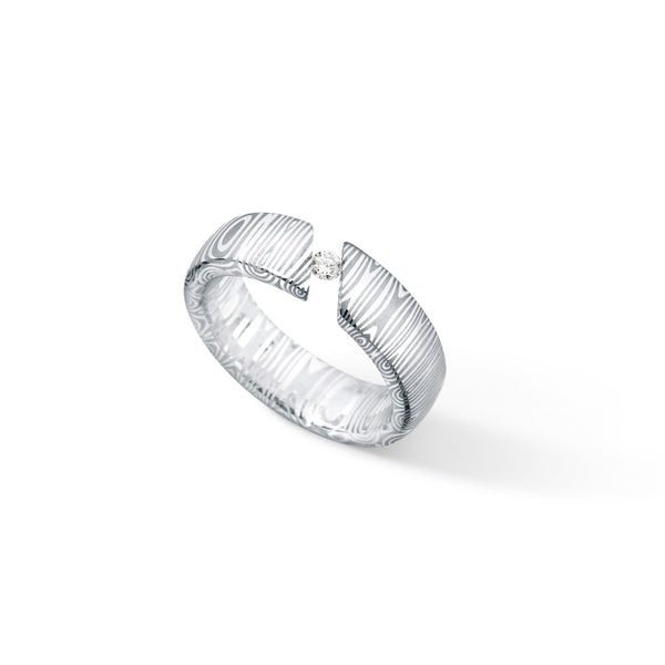 Diamantring aus Damast Edelstahl