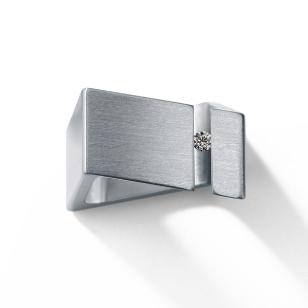 Diamantring Rhomboid aus Edelstahl