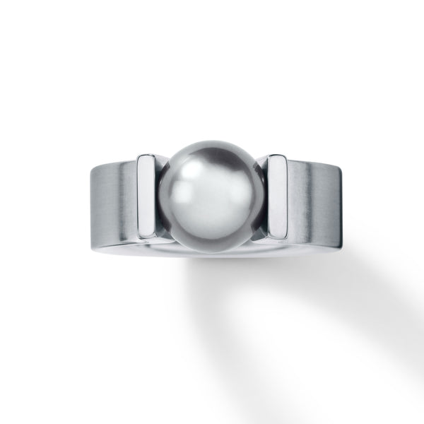 Edelstahlring mit Tahitiperle 9,5 mm