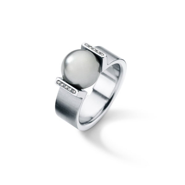 Perlring aus Edelstahl mit Diamanten