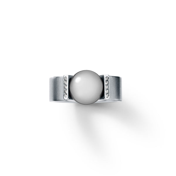 Perlring aus Edelstahl mit Diamanten