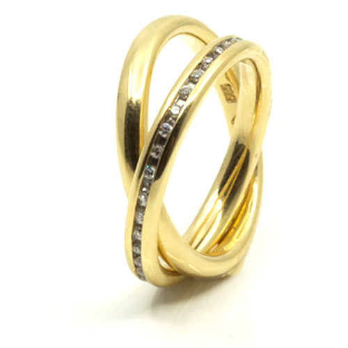 Goldring mit Brillanten | zwei Ringe ineinander gesetzt